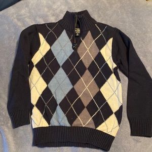 60/40 cotton acrylic 1/4 zip navy sweater